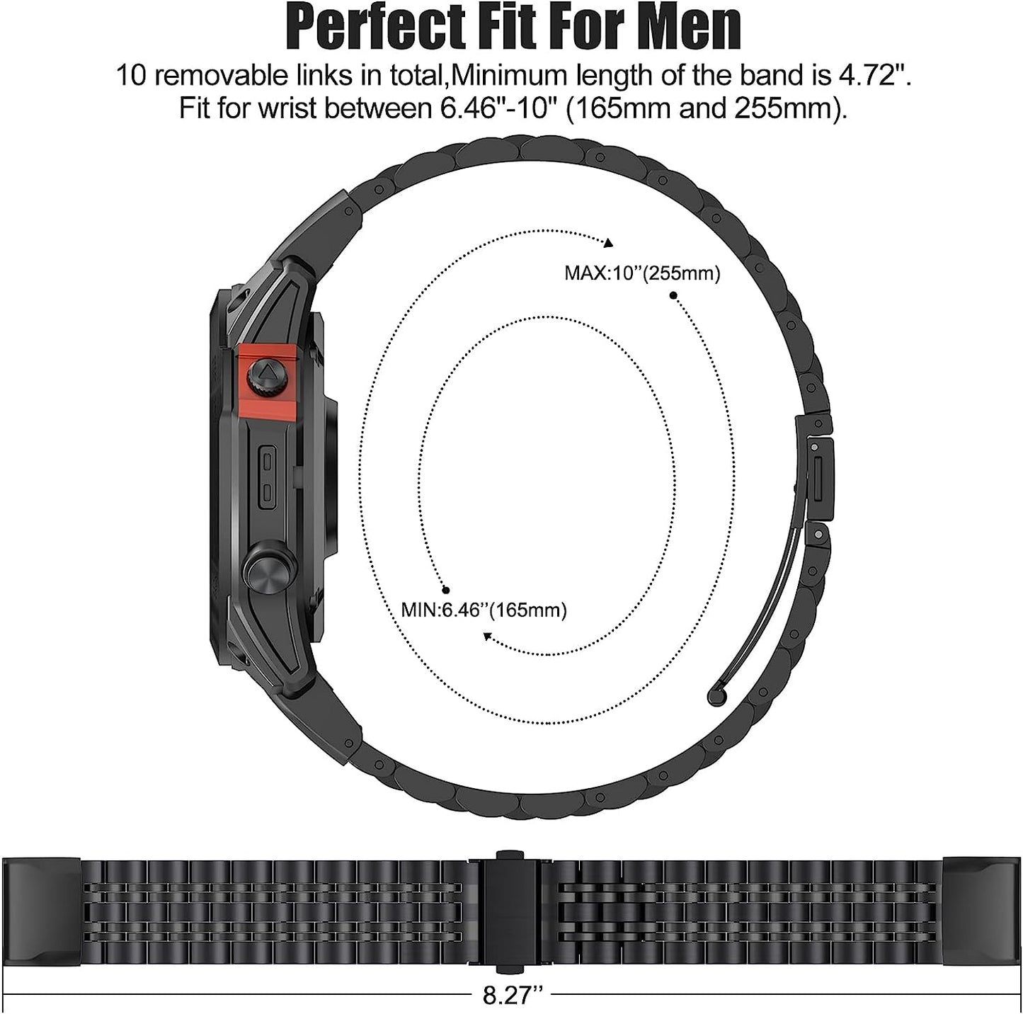 ZPJPPLX 26Mm Quick Fit Metal Band Compatible with Fenix 7X Watch Band, Stainless Steel Replacement Straps for Garmin Tactix 7 Pro/Fenix 6X/ 6X Pro/5X/5X Plus/Enduro 2/Descent Mk2I  ZPJPPLX   
