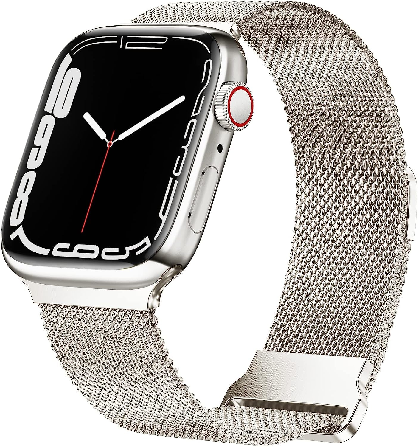 Geoumy Magnetic Band Compatible with Apple Watch 38Mm 40Mm 41Mm 42Mm 44Mm 45Mm 49Mm, Stainless Steel Mesh Milanese Strap, Metal Wristband for Iwatch SE Series 8 7 6 5 4 3 2 1 for Women Men  Geoumy Starlight 42mm/44mm/45mm/49mm 