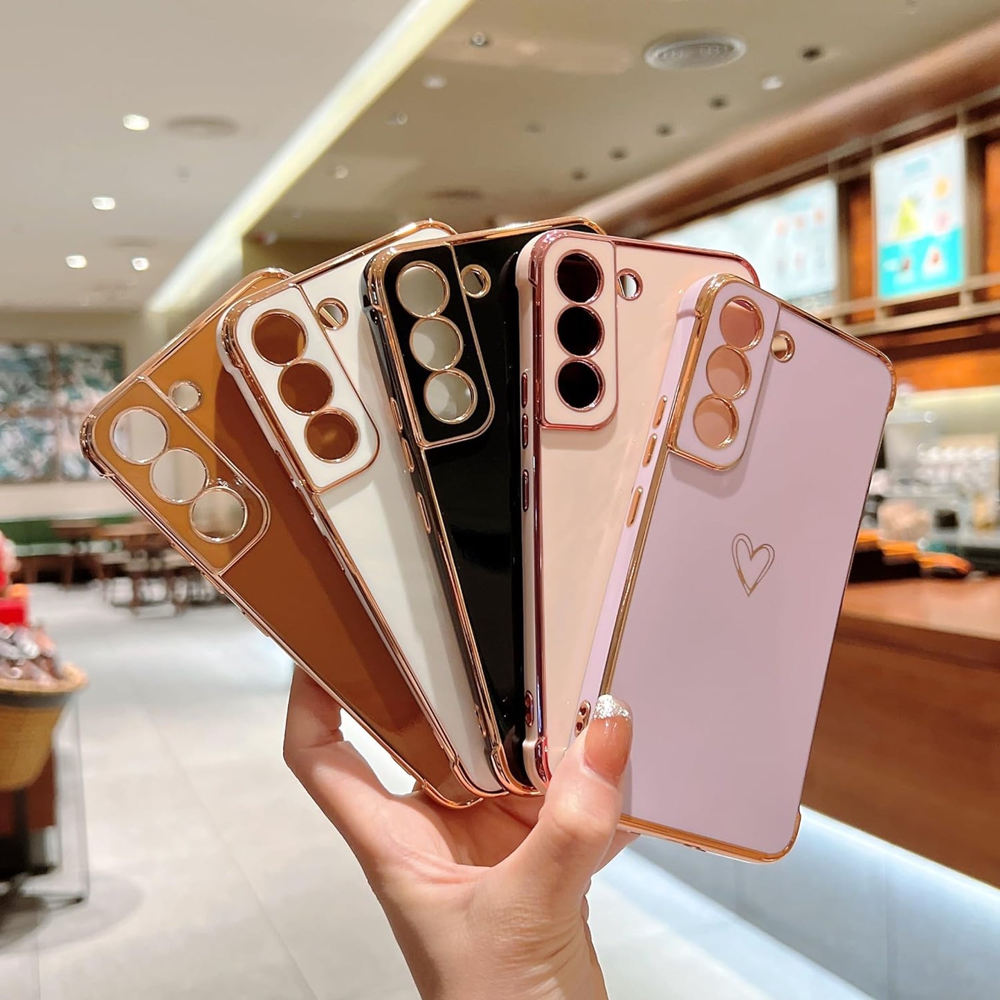 ZTOFERA Samsung Galaxy S22 plus 5G Case,Cute Plating Edge Love Hearts Pattern with Camera Lens Protection Phone Cover for Galaxy S22 plus 5G 6.6",Purple  ZTOFERA   