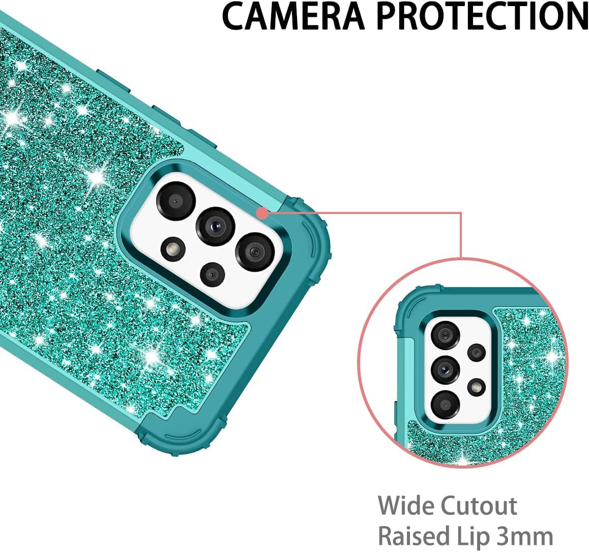 LONTECT for Galaxy A53 5G Case Glitter Sparkly Bling Shockproof Heavy Duty Hybrid Sturdy High Impact Protective Cover Case for Samsung Galaxy A53 5G 2022, Dark Blue/Green  Lontect   