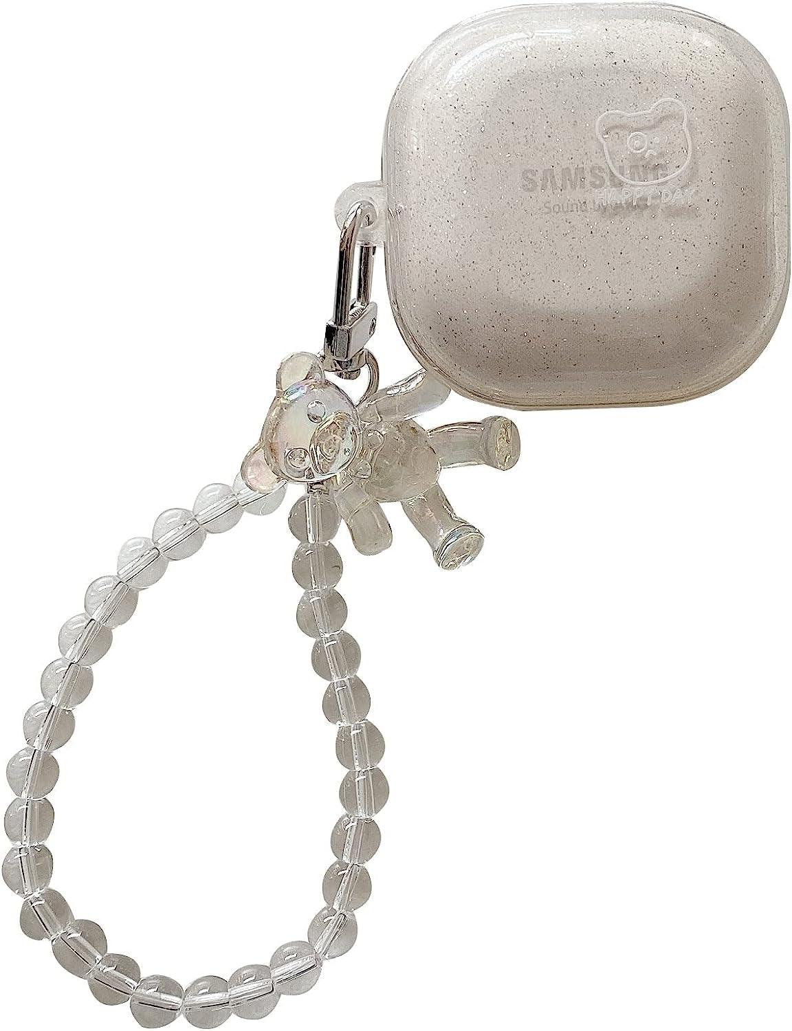 CASEVERSE Case for Samsung Galaxy Buds2 Pro/Galaxy Buds 2/Galaxy Buds Pro/Galaxy Buds Live, Cute Transparent Soft TPU Cover with Keychain for Girls Women  CASEVERSE Bear  