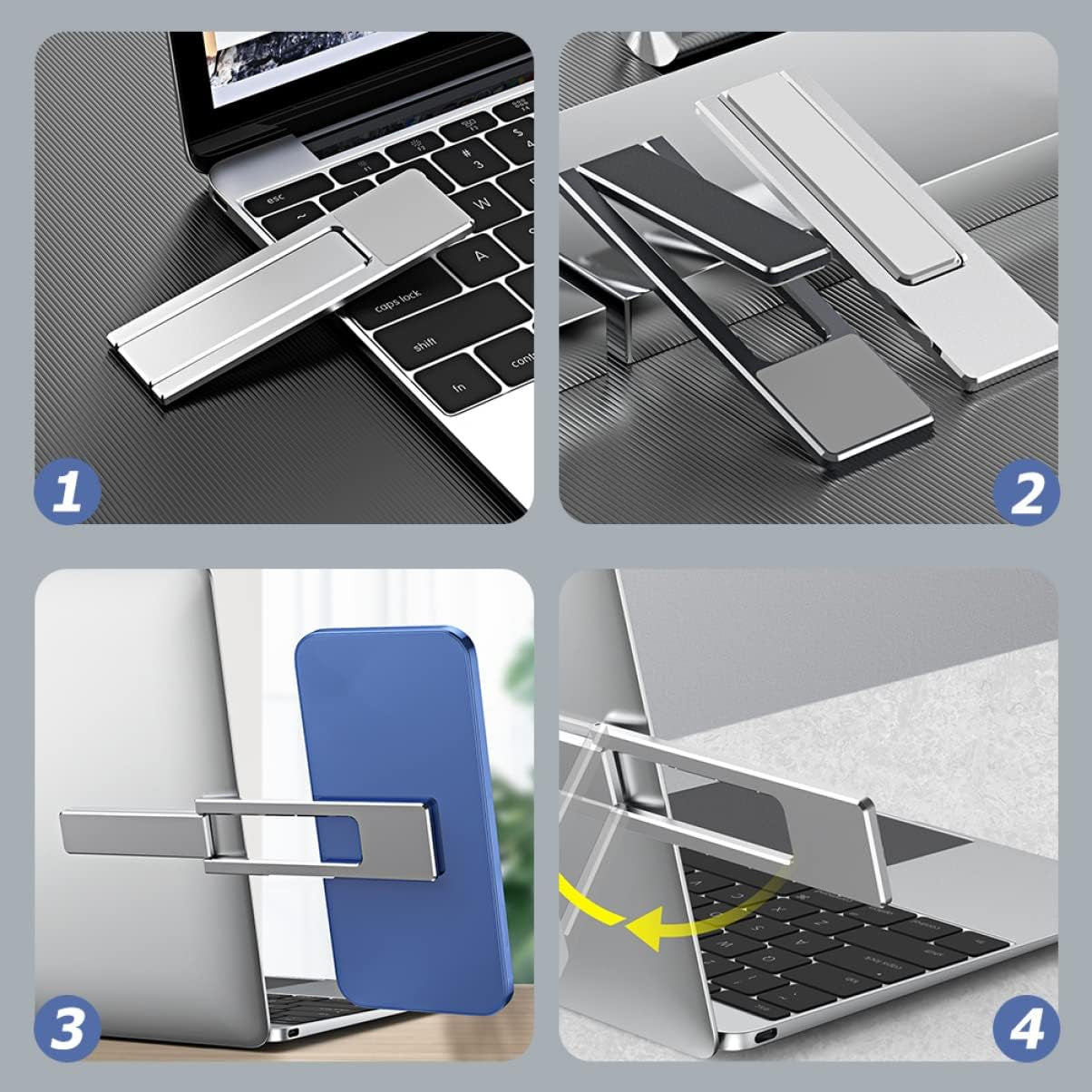 DIKACA Monitor Stand Aluminum Adjustable for Cell Phone Mobile Monitor Foldable Clip Stand Holder Folding Mount Smartphone Use Magnetic Rack Side Laptop Bracket Support Extension Alloy Phone Holder  DIKACA   