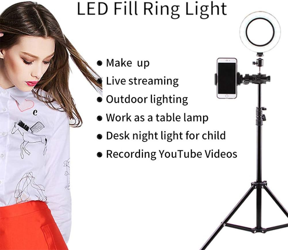 10" Selfie Ring Light with Tripod Stand & Cell Phone Holder for Live Stream Makeup, Dimmable Led Camera Ring 3 Light Modes Fill Light for Youtube Video Photography Shooting Vlog with USB Plug  FLY WAY   