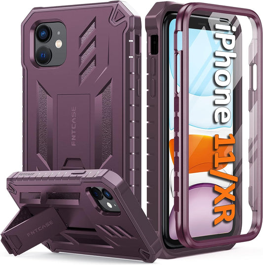 FNTCASE for Iphone 11 Phone Case: for Iphone XR Case with Kickstand Shockproof Military Grade Protective Cover - Dual Layer Full Protection Durable Matte Textured Drop Proof - 6.1 Inch Burgundy  FNTCASE   