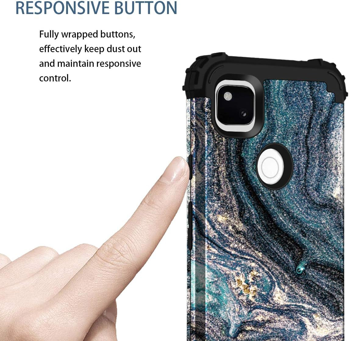 Casewind Google Pixel 4A 4G Case, Google 4A 4G Case, Google Pixel 4A 4G Case Marble 3 in 1 Hybrid Shockproof Impact TPU Rugged Bumper Protective Cover for Google Pixel 4A 4G Case Navy Blue  Casewind   