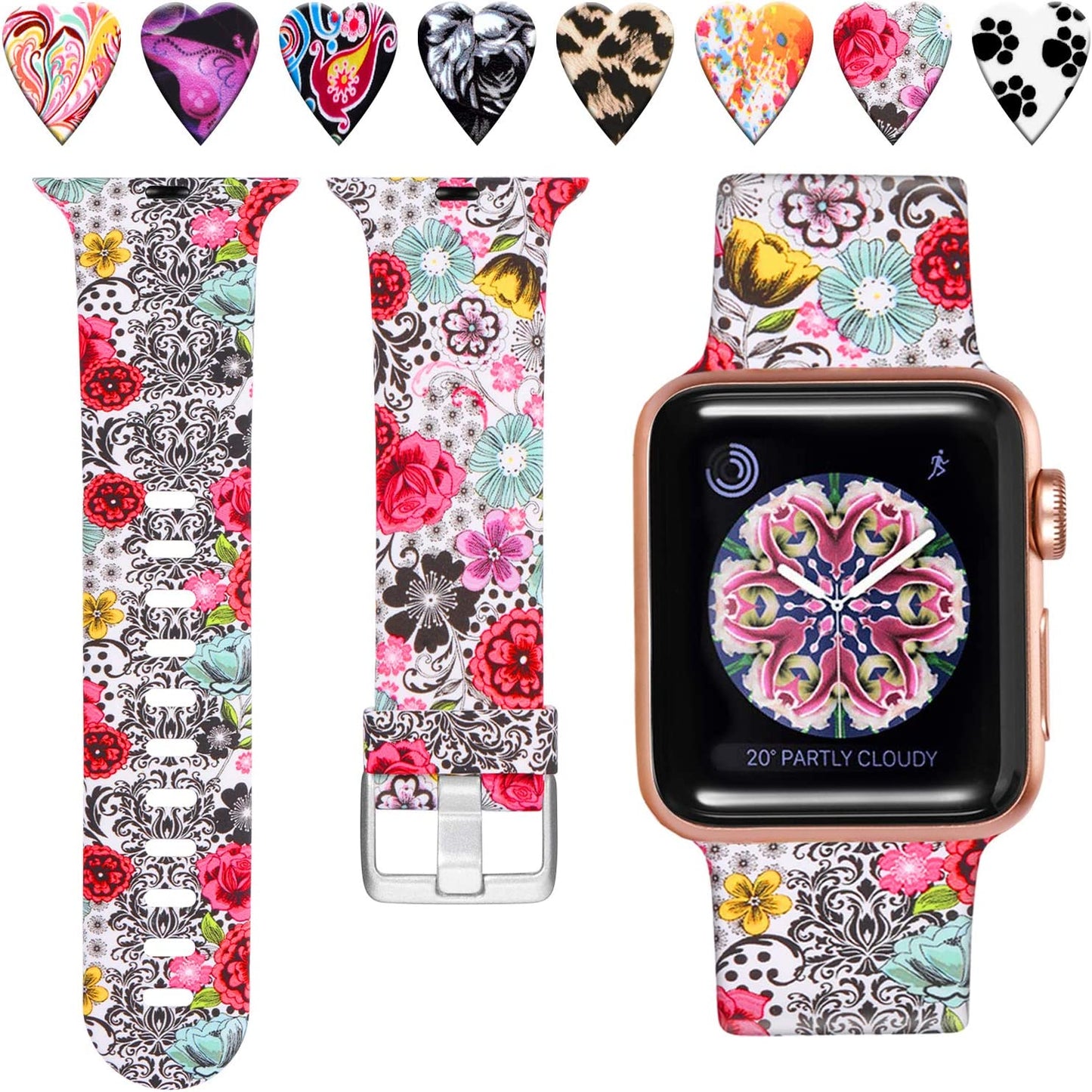Laffav Compatible with Apple Watch Band 41Mm 40Mm 38Mm Iwatch SE & Ultra & Series 8/7/6/5/4/3/2/1 for Women Men, Sexy Leopard, S/M  Laffav Classic Flower 38/40/41MM M/L 