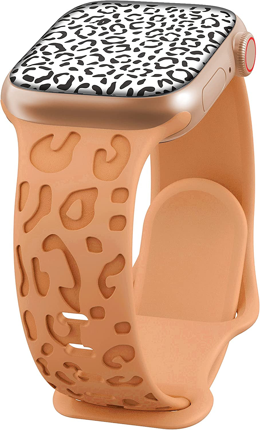 Kingofkings Leopard Engraved Band Compatible with Apple Watch Band 38Mm 41Mm 40Mm 44Mm 45Mm 49Mm 42Mm Women Men, Comfortable Cheetah Silicone Sport Bands for Iwatch Series 8 7 6 5 4 3 2 1 SE Ultra  KingofKings Calendula 42mm/44mm/45mm/49mm 