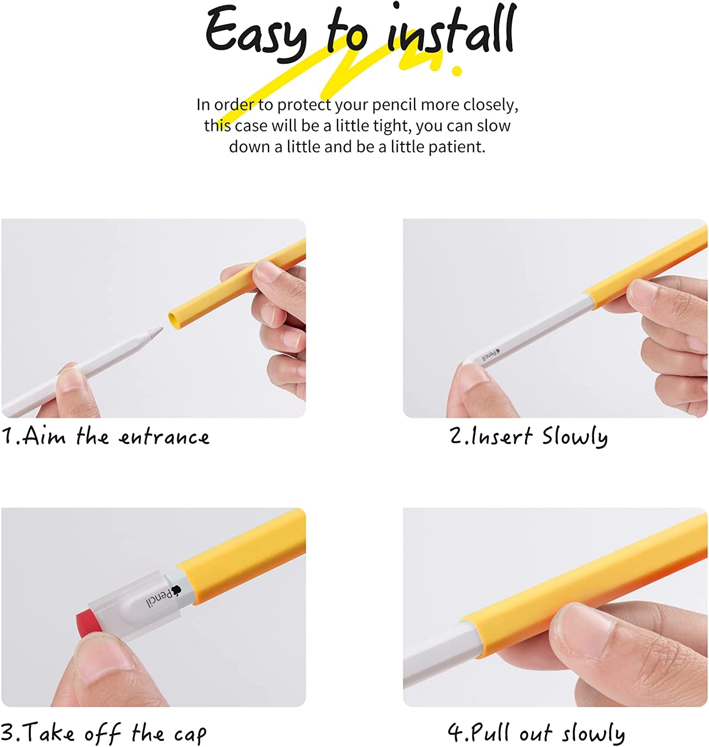 ELETIUO Silicone Case for Apple Pencil 2Nd Generaion Cover,Protective Holder Grip Sleeve with Cap Accessories Compatible for Ipad Pro 11 12.9 Inch,Yellow  Litumfen   