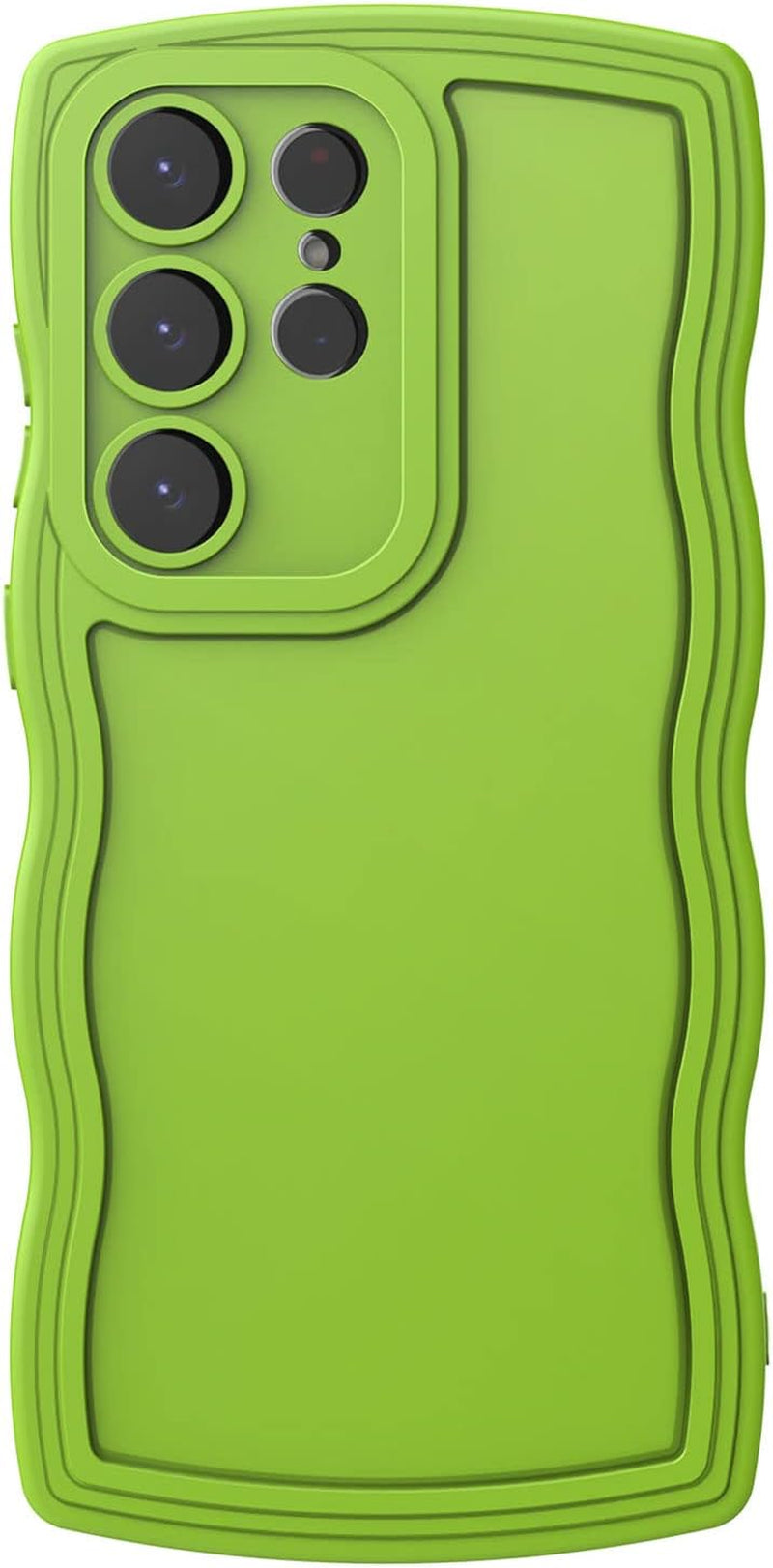 Aicase Cute Solid Color Curly Wave Frame Soft Compatible with Samsung Galaxy Phone Case (Blue, Galaxy S22 Ultra)  AICase Green Galaxy S22 Plus 