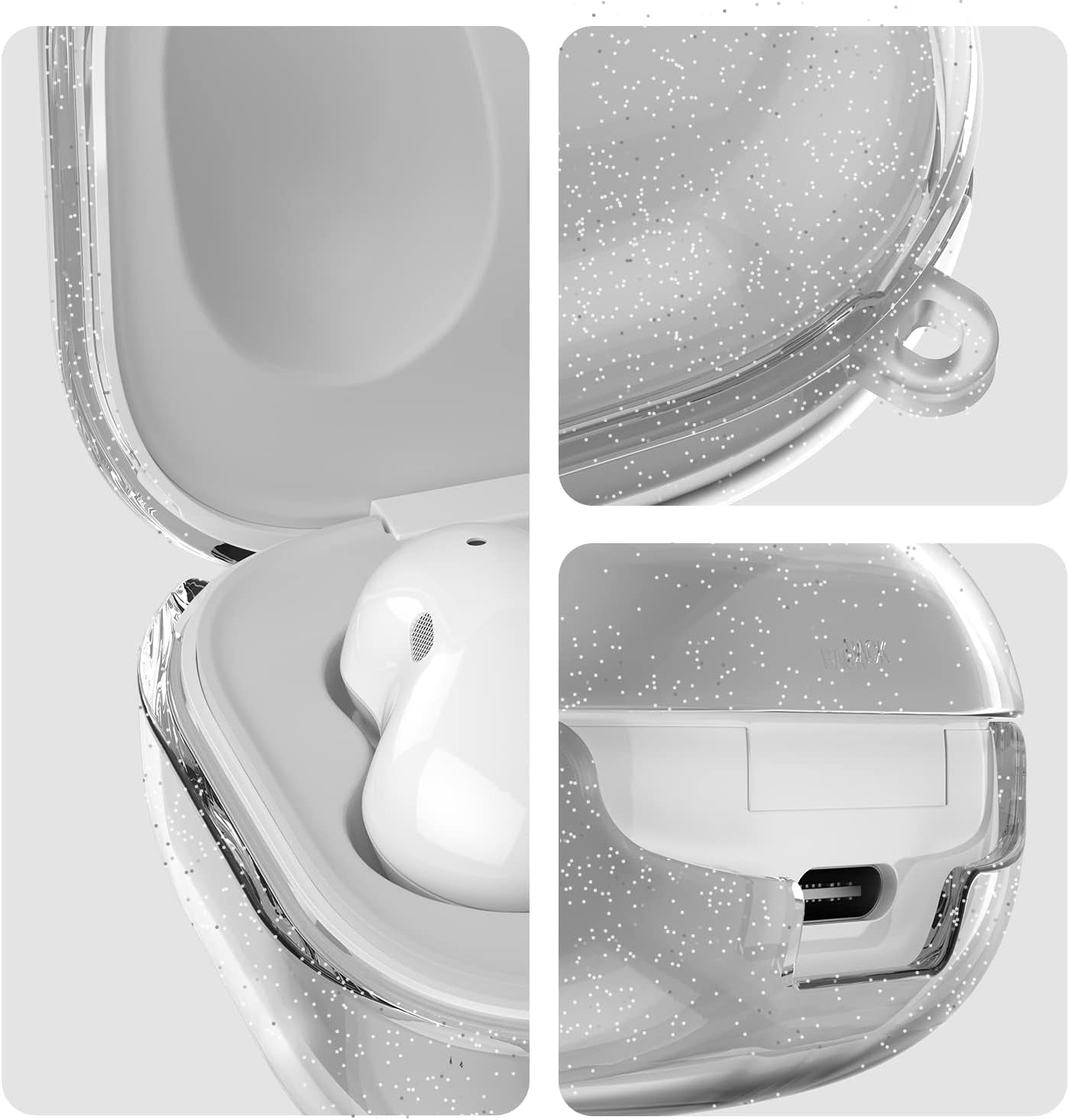 AIIKO Compatible Galaxy Buds 2 Pro Case 2022/Galaxy Buds 2/Pro Case 2021 /Galaxy Buds Live Case 2020 Clear Soft TPU Shockproof Case Protective Cover for Samsung Earbuds with Keychain - Glitter Black  AIIKO   