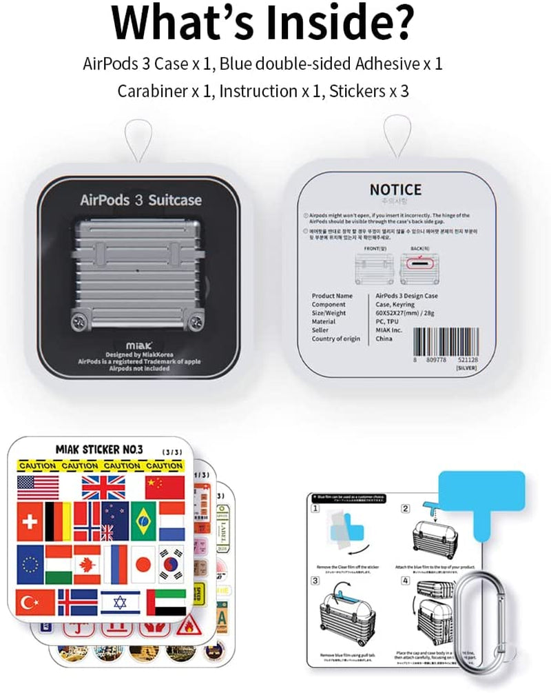 Miak Airpods 3 Case Cover, Protective Cover with Keychain ONLY for Apple Airpods 3Rd Generation, Supports Wireless Charging, Black  miak   