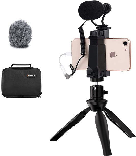 Comica CVM-VM10-K2 Smartphone Microphone with Tripod, Shotgun Video Mic for Iphone and Android Phone, Vlogging Kit for Youtube Recording Facebook Live, 3.5 Mm TRRS  COMICA   