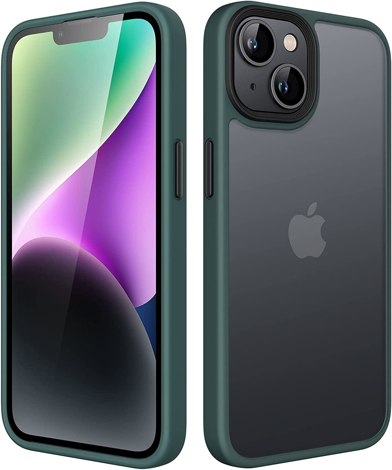 Jetech Matte Case for Iphone 14 6.1-Inch, Shockproof Military Grade Drop Protection, Frosted Translucent Back Phone Cover, Anti-Fingerprint (Black)  JETech Midnight Green  