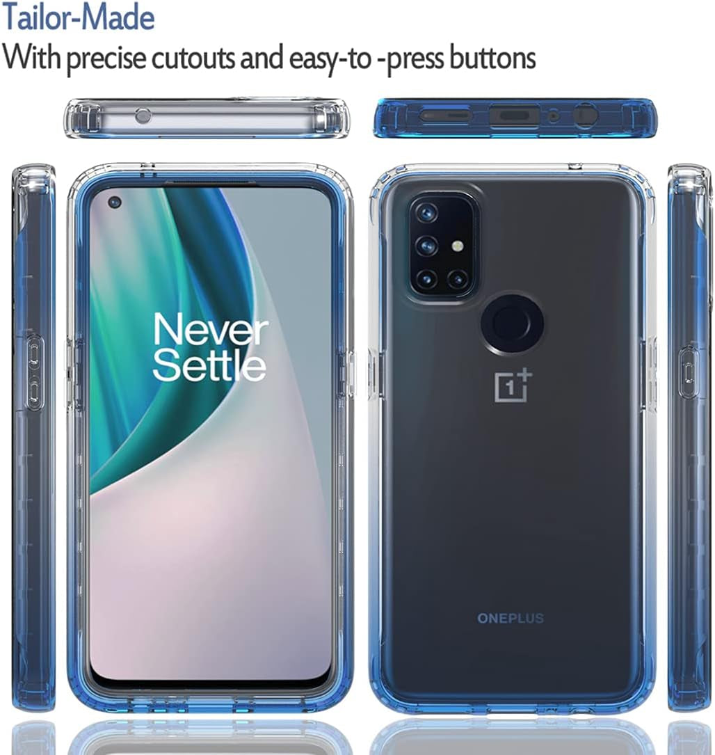 Vavies Compatible with Oneplus Nord N10 5G Case, Oneplus Nord N10 5G Phone Case for Girls Women, Full Body Shockproof Clear Soft Flexible TPU Protective Cover Cases for Oneplus Nord N10 5G (Blue)  Vavies   