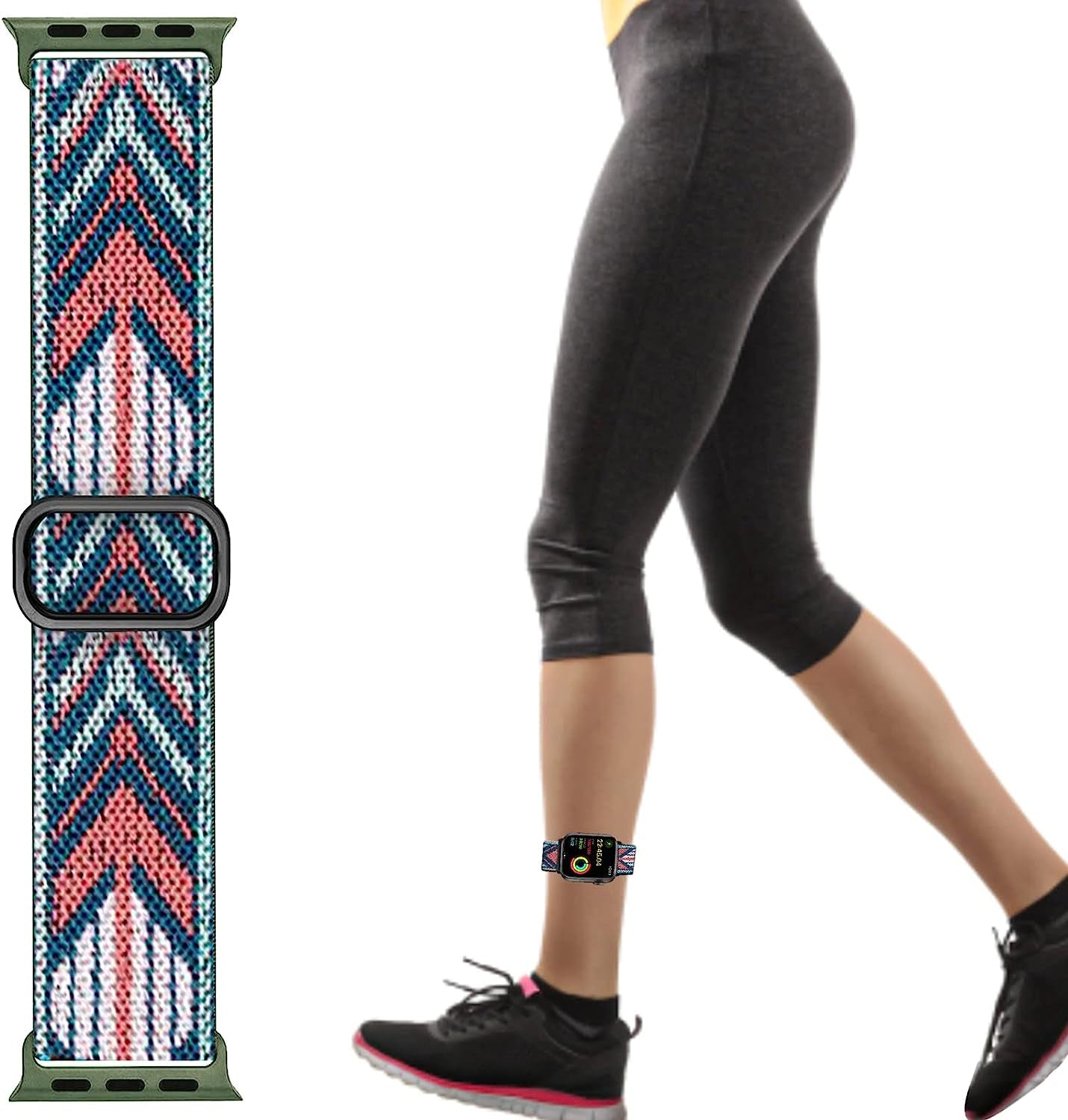 Elastic Ankle/Arm Band Compatible with Apple Watch 49Mm 45Mm 44Mm 42Mm 41Mm 40Mm 38Mm, Breathable Nylon Armband for Iwatch Ultra SE Series 8 7 6 5 4 3 2 1, Sport Loop Ankle Strap for Women Men  Keepamor Arrow 38/40/41 