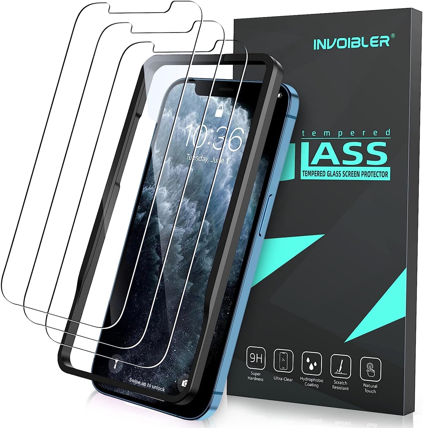 Invoibler 3 Pack Screen Protector Compatible with Iphone 11 Pro/Xs/X, Iphone 11 Pro/Xs/X Screen Protector Tempered Glass, 5.8 Inch [Anti-Scratch] [Bubble Free]  Invoibler   