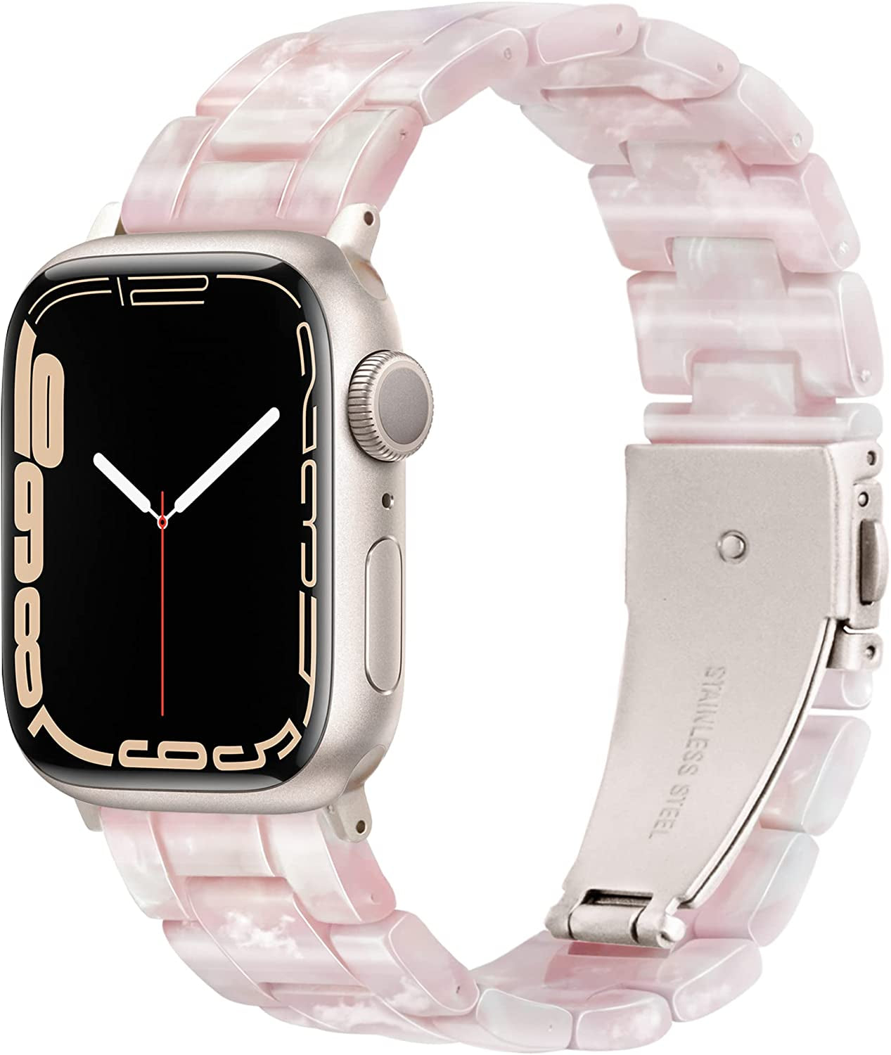YGTIECS Starlight Apple Watch Band 41Mm 40Mm 38Mm, Super Lightweight, Comfortable, Compatible with Apple Watch Series 8 & 7, Fashionable for Apple Watch Series 8 7 SE 6 5 4 3 2 1-Black Tortoise Flower  YGTIECS Pink Flower 49mm/45mm/44mm/42mm 