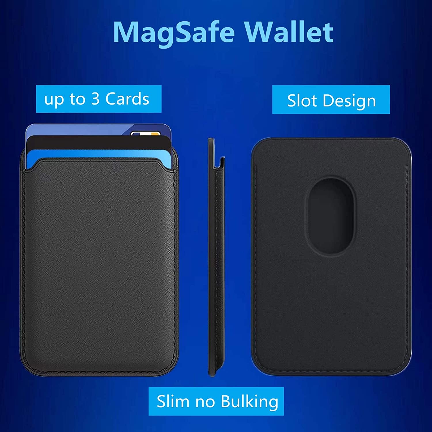AIZHEM Magnetic Wallet for Iphone, Magnetic Leather Card Holder for Apple Magsafe, Mag Safe Cardholder Compatible with Iphone 12/13 Mini/Pro/Pro Max, Iphone 14 Series and Magsafe Case, Ink Blue  AIZHEM   