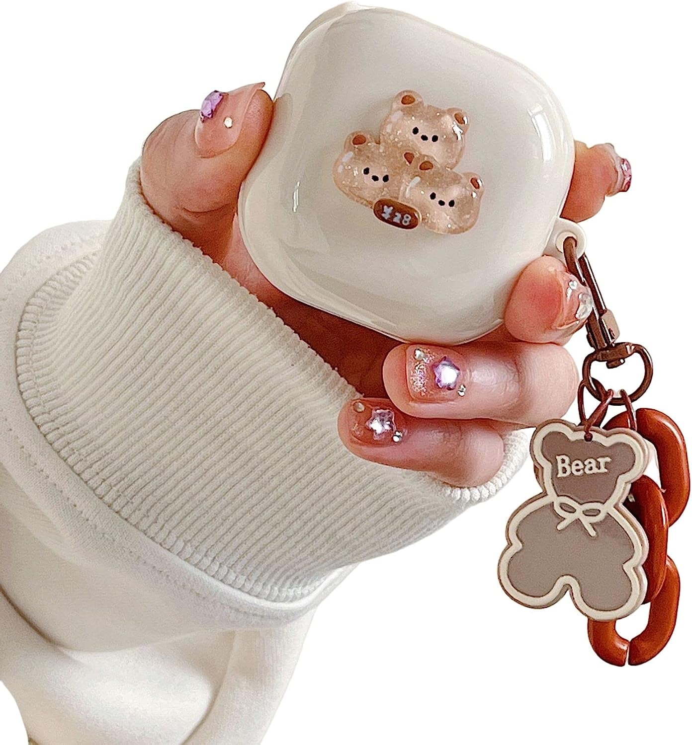 CASEVERSE Case for Samsung Galaxy Buds2 Pro/Buds 2 /Buds Pro/Buds Live with Pendant, Cute Funny Bear Protective Hard PC Headphones Covers  CASEVERSE Bear 2  