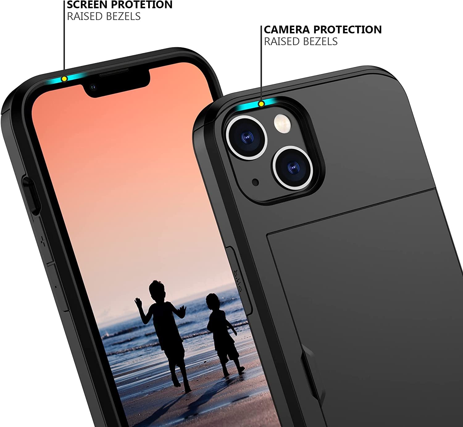 Nvollnoe for Iphone 14 Case with Card Holder Heavy Duty Protective Dual Layer Shockproof Hidden Card Slot Slim Wallet Case for Iphone 14 for Women&Men(Black)  Nvollnoe   