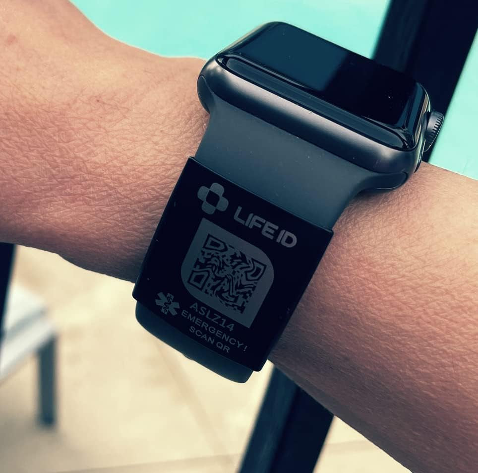 LIFE ID Sleeve Medical ID I Fits Apple Watch Bands & Fitbit Bands I Free Profile Dashboard I No Subscriptions Fees I Edit Information Anytime I 22Mm Wide  LIFE ID   