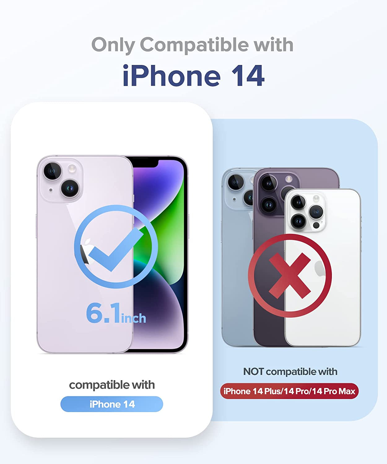 BERFY for Iphone 14 Case Glitter, with 2X Screen Protector + 2X Camera Lens Protector, [Not Yellowing] Sparkly Crystal Shockproof Hard Back Slim Protective Phone Cover for Women Girls (Clear Purple)  BERFY   