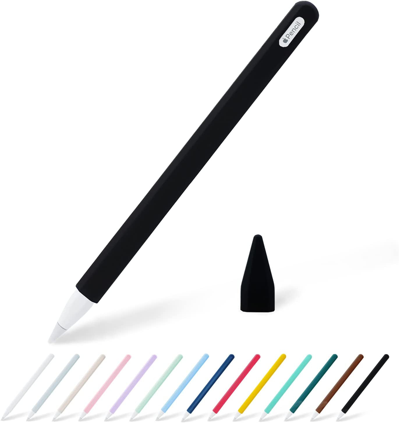 KELIFANG Silicone Case Sleeve Cover Compatible Apple Pencil 2Nd Generation, Cute Pink Protective Skin Holder Grip and Tip Cap Accessories Compatible Ipad Pro 11 12.9 Inch  KELIFANG Black  