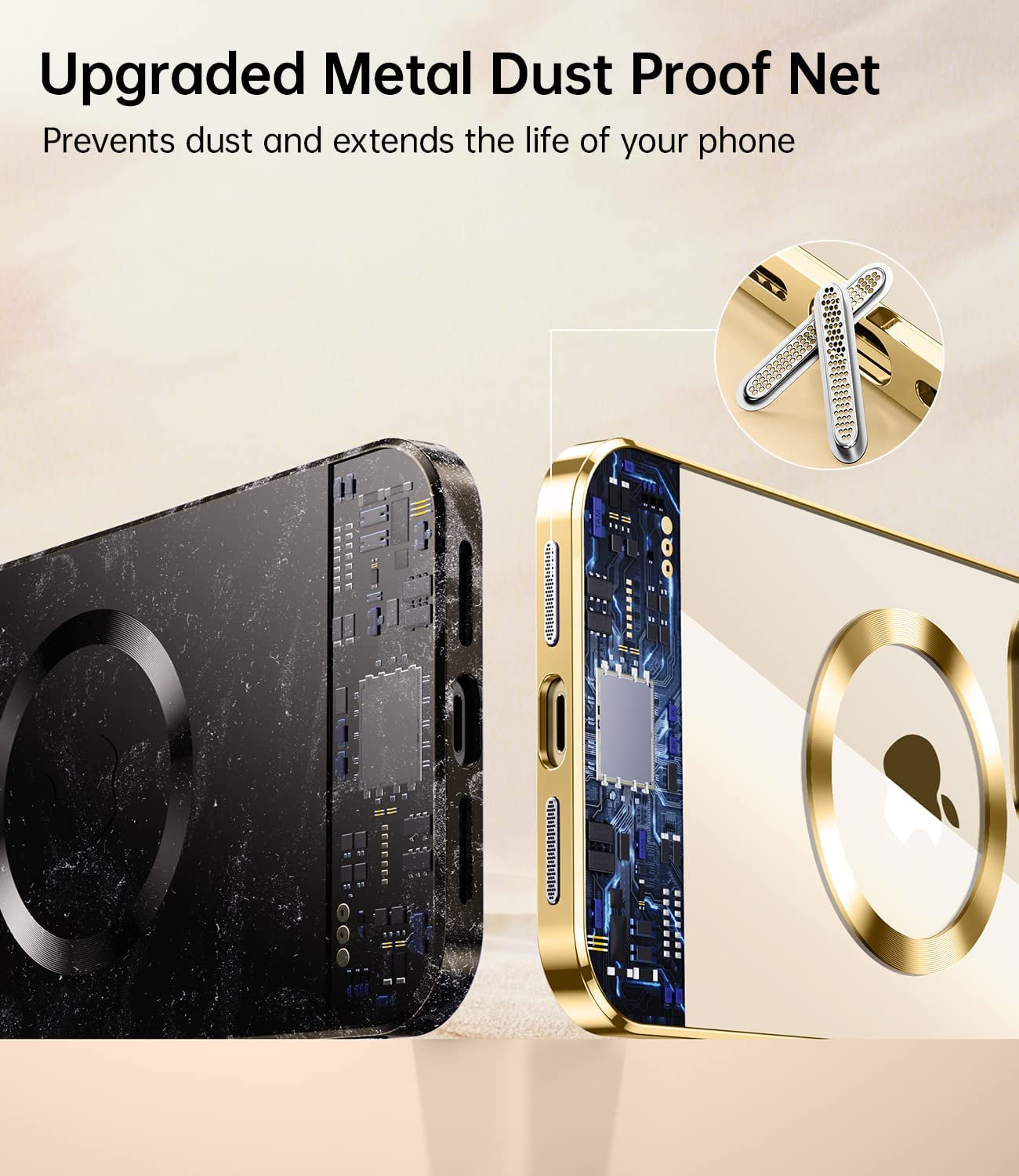 JUESHITUO Magnetic Clear for Iphone 14 Pro Max Case with Full Camera Protection [Never Yellow] [No.1 Strong N52 Magnets] [Military Grade Drop Protection] for Women Girls Phone TPU Case (6.7")-Golden  JUESHITUO   