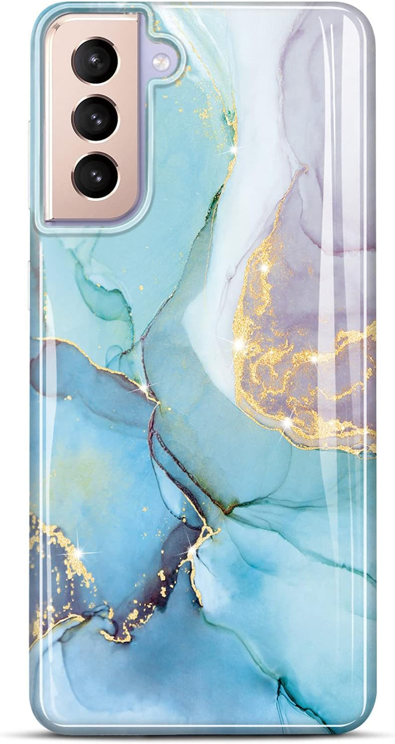 JIAXIUFEN Galaxy S21 Case Gold Sparkle Glitter Marble Slim Shockproof TPU Soft Rubber Silicone Cover Phone Case for Samsung Galaxy S21 5G 6.2 Inch 2021 Blue  JIAXIUFEN Mint Purple  