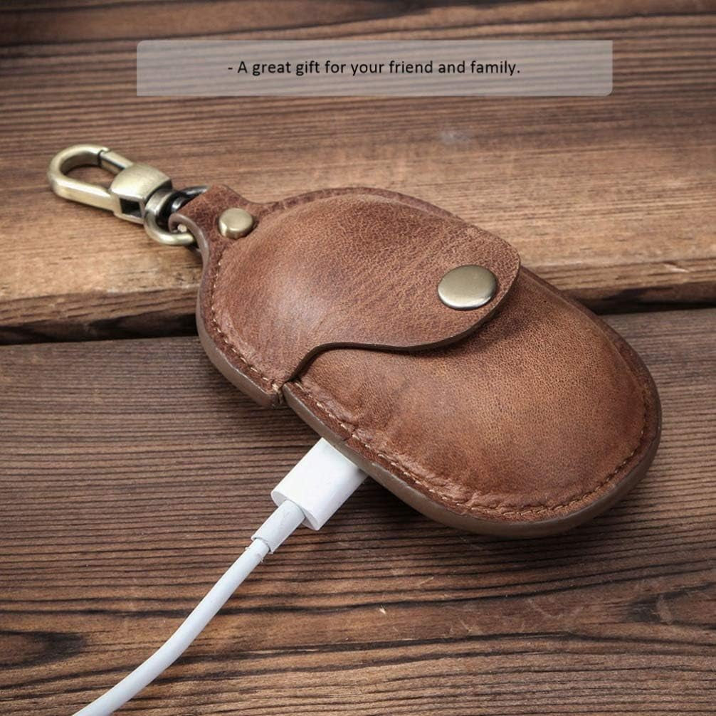 UKCOCO Compatible for Samsung Galaxy Buds Case Leather Shockproof Protective Earbuds Case with Carabiner Keychain - Brown  UKCOCO   