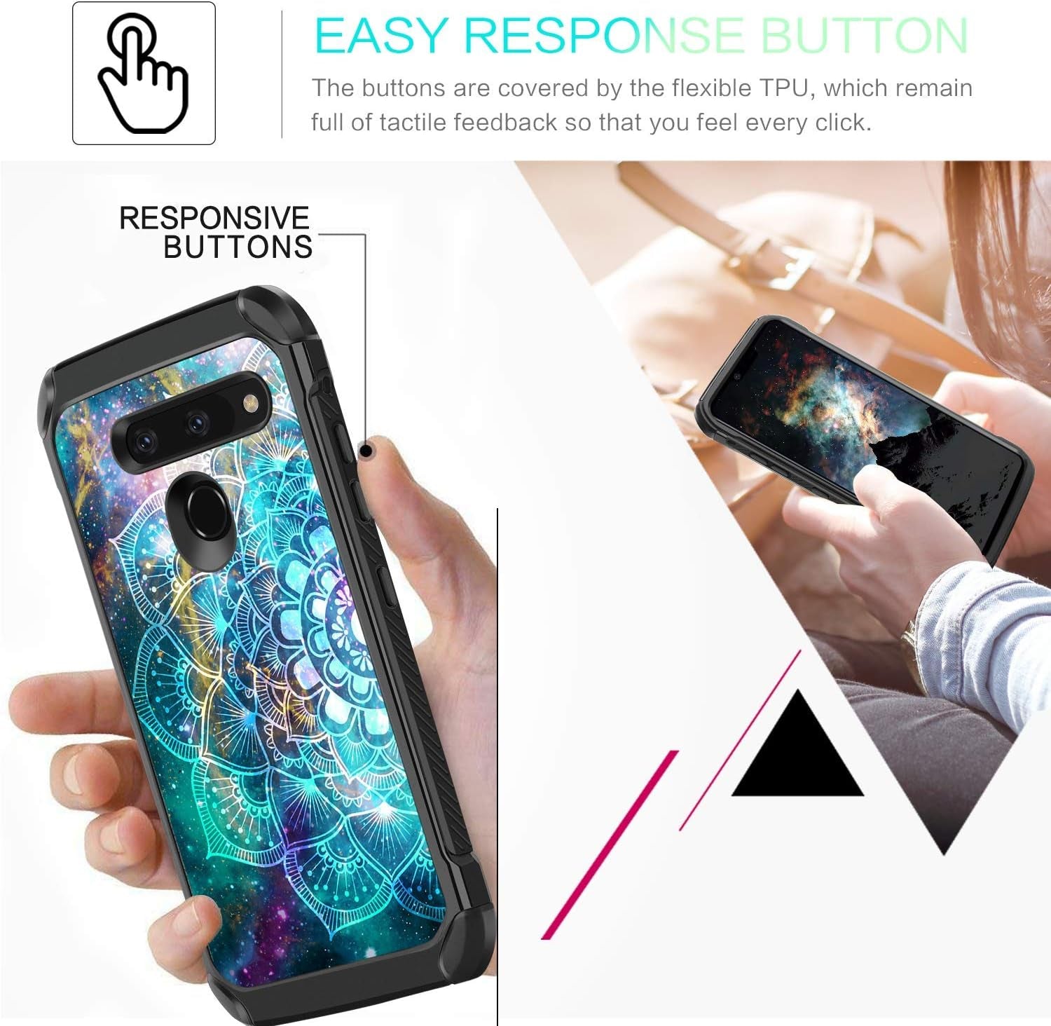 BENTOBEN Compatible with LG G8 Thinq/Lg G8 Case, Shockproof Glow in the Dark Luminous 2 in 1 Hard PC Soft TPU Bumper Protective Phone Case Cover for LG G8 Thin Q/LG G8 2019 Release, Mandala in Galaxy  BENTOBEN   