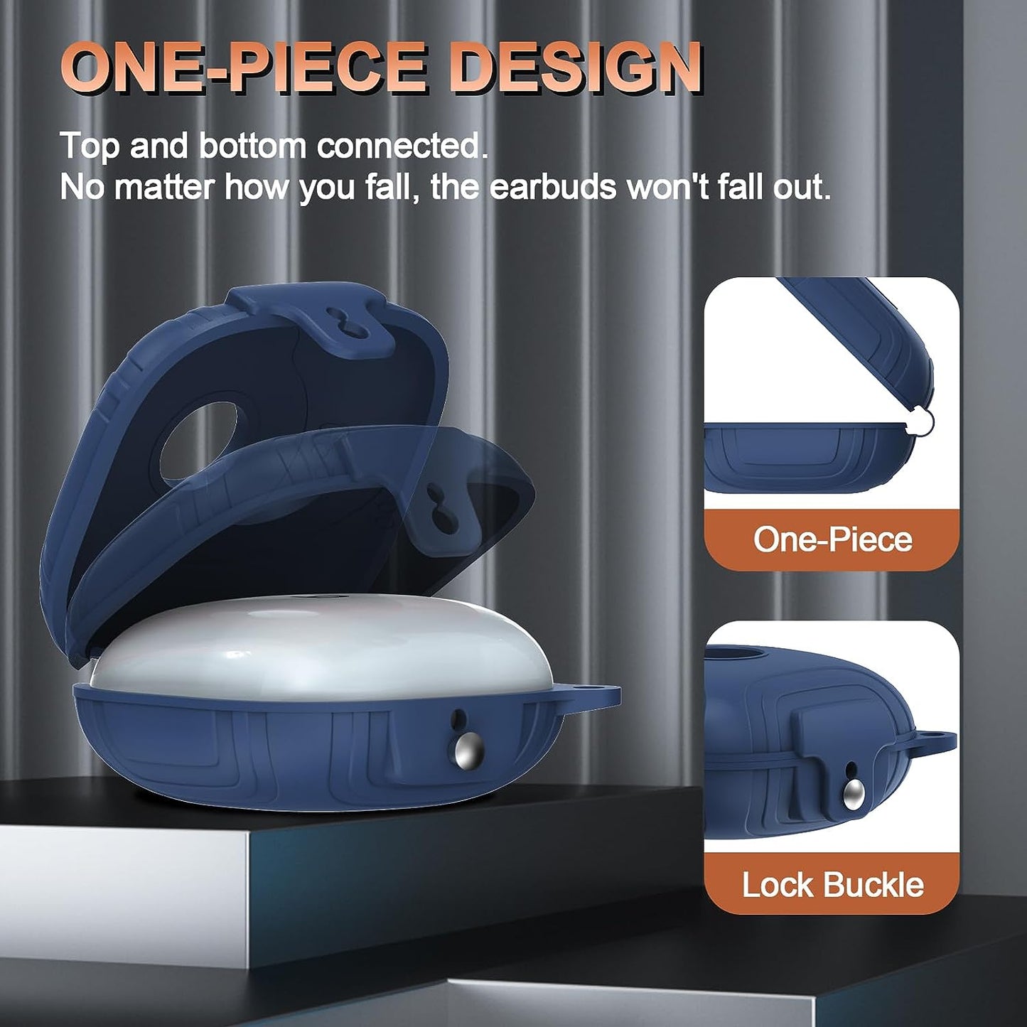 [Lock Buckle] Beats Fit Pro Case Cover, Silicone Protector Case for Apple Beats Fit Pro, Shockproof Beats Fit Pro Earbuds Case, Skin Full Protective Shell with Keychain/Lanyard Accessories (Blue)  UCPOVT   