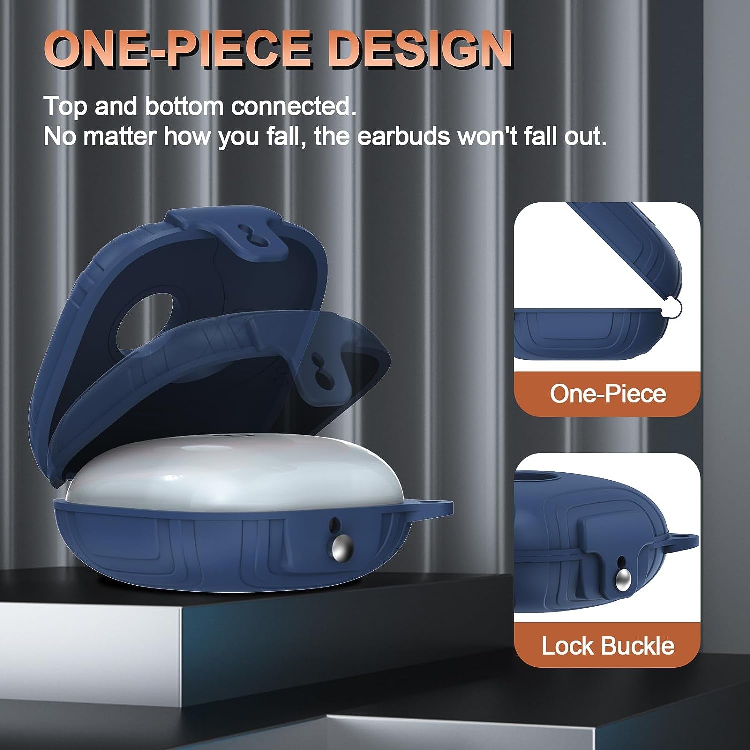 [Lock Buckle] Beats Fit Pro Case Cover, Silicone Protector Case for Apple Beats Fit Pro, Shockproof Beats Fit Pro Earbuds Case, Skin Full Protective Shell with Keychain/Lanyard Accessories (Blue)  UCPOVT   