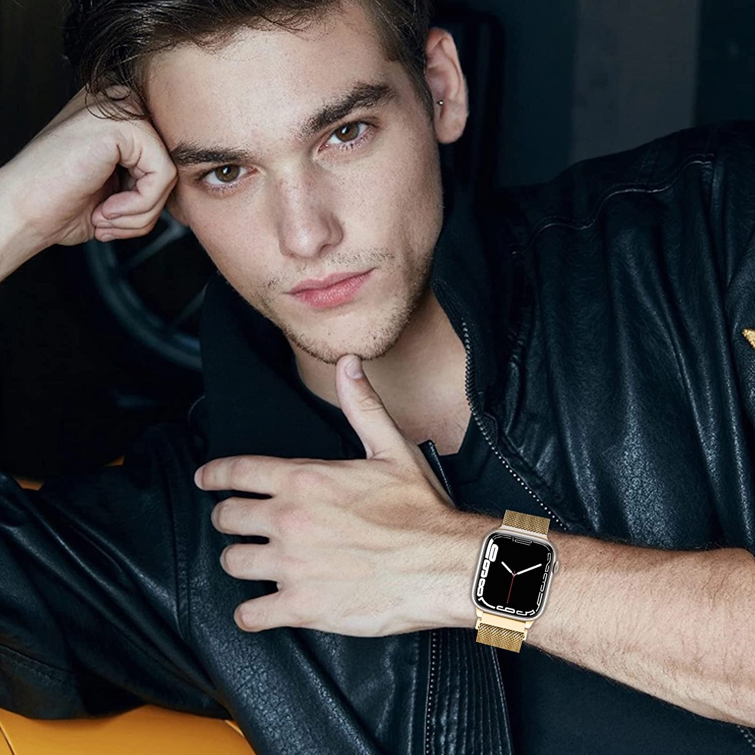 Metal Milanese Loop Band Compatible with Apple Watch Band 38Mm 40Mm 41Mm 42Mm 44Mm 45Mm 49Mm Women Men, Stainless Steel Mesh Magnetic Adjustable Strap for Iwatch Series Ultra/8/7/6/5/4/3/2/1/Se, Gold  BANDHOME   