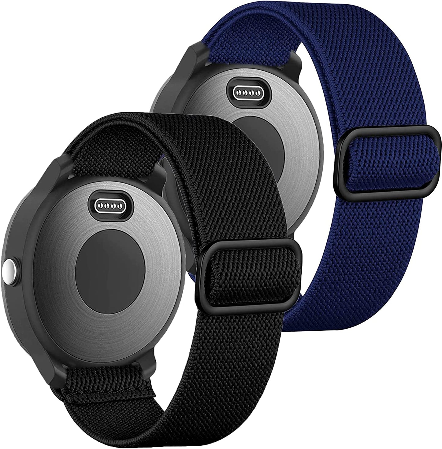 GARTOO Elastic Bands for Garmin Venu/Sq/Sq 2/Forerunner 245/645 Music Watch Bands, 20Mm Nylon Sport Wristband for Garmin Vivomove Hr/Sport,Vivoactive 3 Men Women (Black+Gray)  GARTOO Black+Blue  