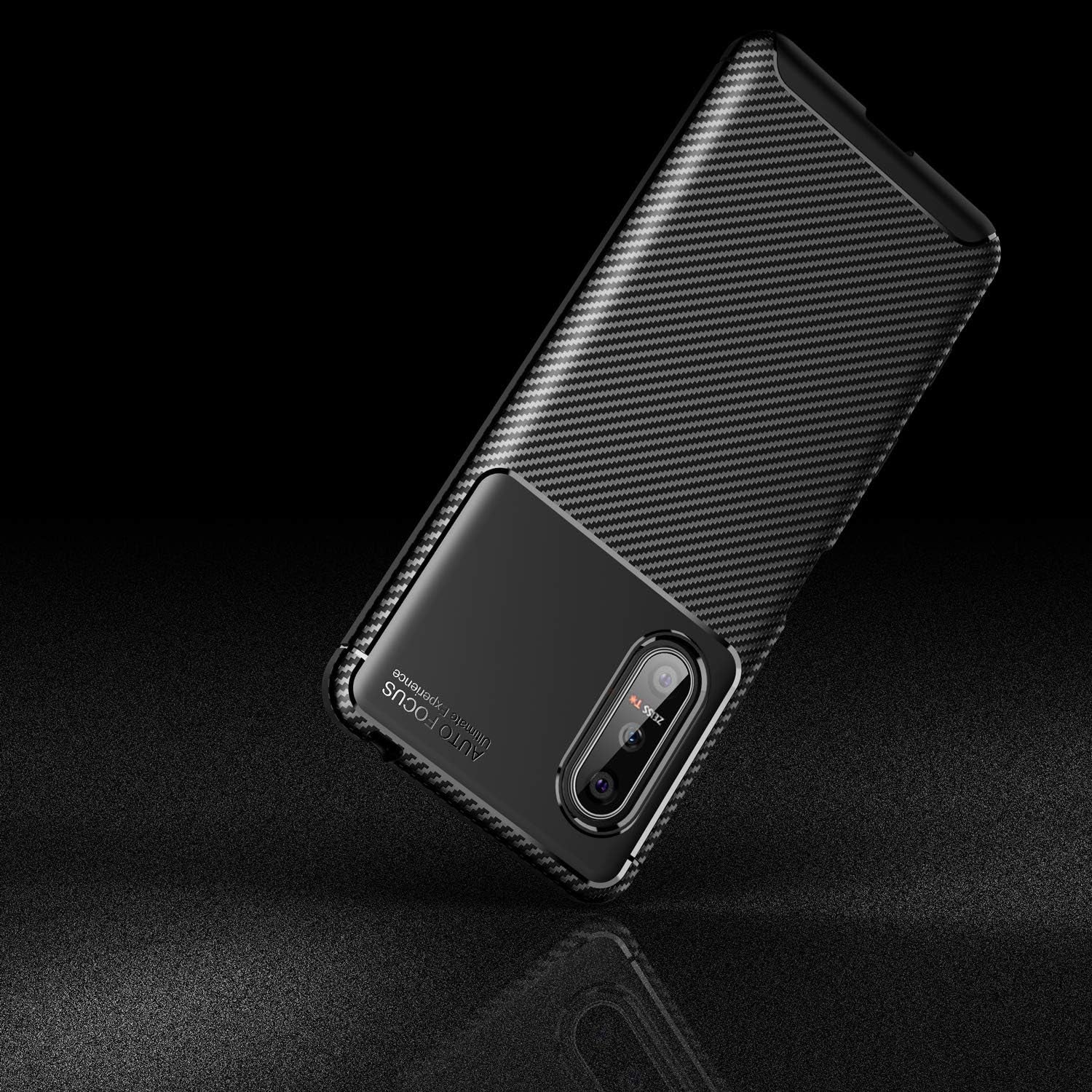 Cruzerlite Case Compatible with Sony Xperia 5 II Case, Carbon Fiber Texture Design Cover Anti-Scratch Shock Absorption Case Made for Sony Xperia 5 II (2020) (Carbon Black)  Swiss Case Limited   