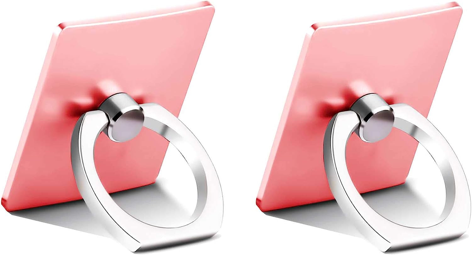 Finger Ring Stand, 360 Rotary Cell Phone Holder Finger Loop Grip Mount Universal Smartphone Kickstand,Ieugen Compatible with Iphone 14/Iphone 13/Galaxy S23/Galaxy S22/Galaxy  iEugen rose gold 2packs  