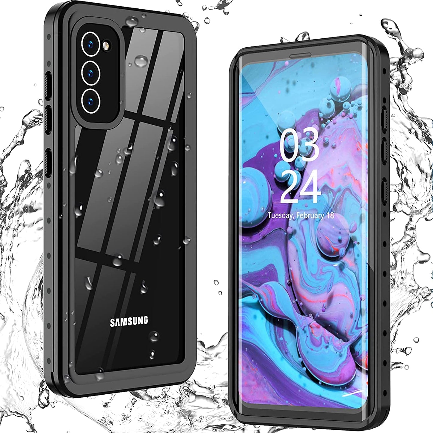 ANTSHARE for Samsung Galaxy S21+ plus Case Waterproof, Built in Screen Protector 360° Full Body Protective Shockproof IP68 Underwater Clear Case for Samsung Galaxy S21+ plus 6.7Inch  ANTSHARE Black S20 