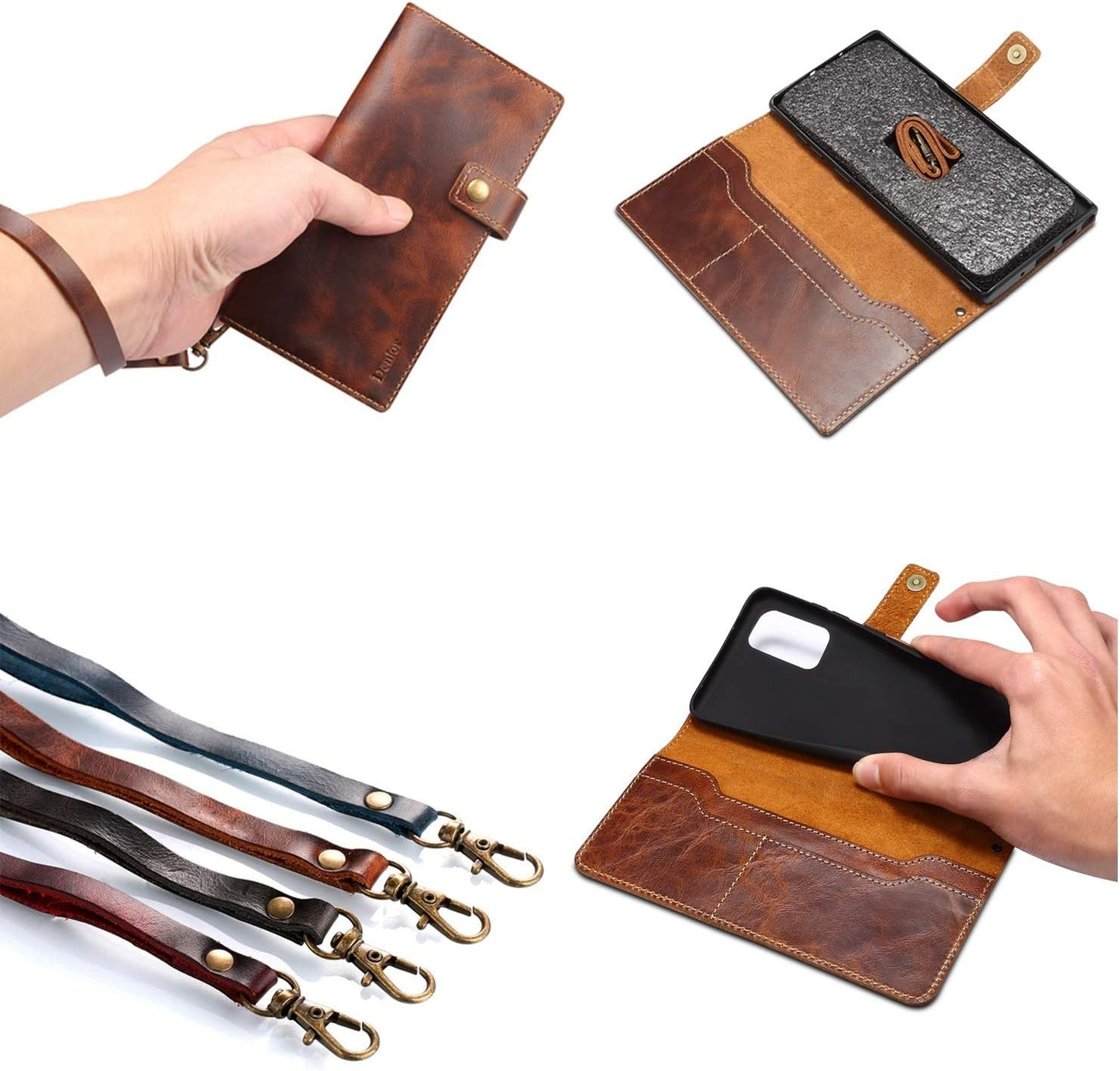 Kowauri Galaxy Note 20 Ultra Case, Magnet Snap Type Genuine Leather Wallet Case with Hand Strap [Card Holder] Stand Flip Cover Case for Samsung Galaxy Note 20 Ultra 5G 6.9 Inch (Brown)  Kowauri   