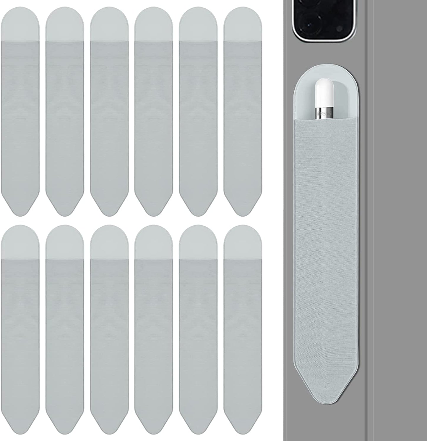 XLDLQU Apple Pencil Holder, 5 Pack Durable Elastic Apple Pencil (1St and 2Nd Gen) Case Pocket, Adhesive Sleeve Pouch for Ipad 8.3/9.7/10.2/10.5/11/12.9 Inch (Black Black)  XLDLQU Wholesale Grey  