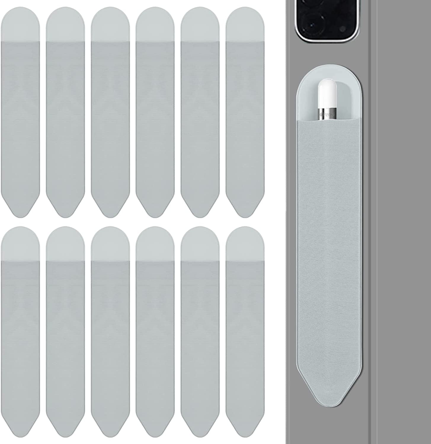 XLDLQU Apple Pencil Holder, 5 Pack Durable Elastic Apple Pencil (1St and 2Nd Gen) Case Pocket, Adhesive Sleeve Pouch for Ipad 8.3/9.7/10.2/10.5/11/12.9 Inch (Black Black)  XLDLQU Wholesale Grey  