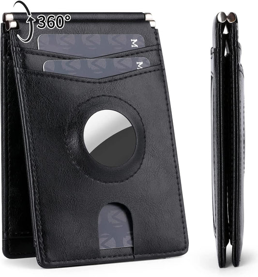 Mokzer Airtag Wallet Men Slim Minimalist Bifold Wallet with Airtag Holder RFID Blocking Front Pocket Mens Wallet 11 Card Holders Gift Box(Airtag Not Included)  mokzer   