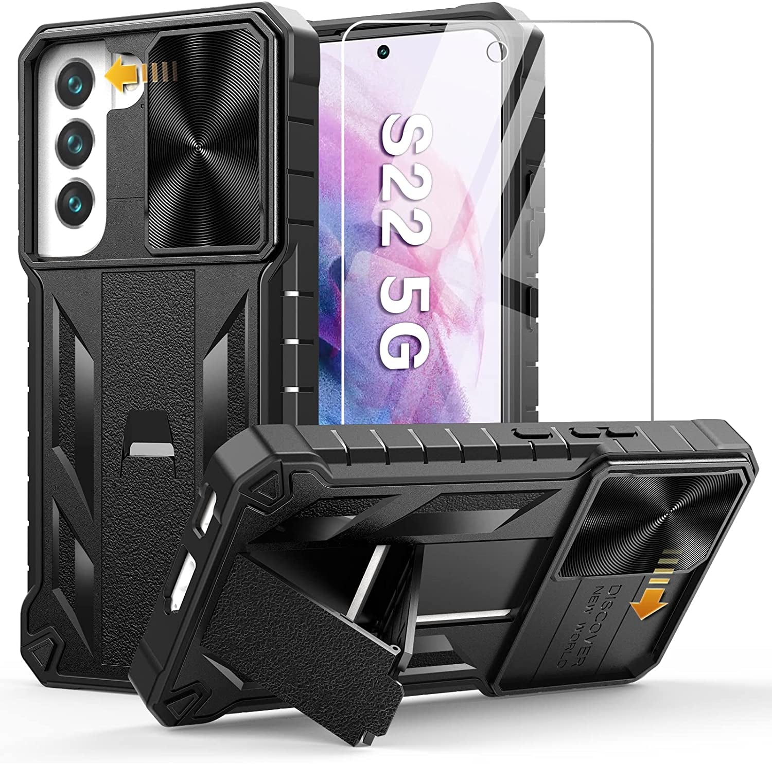 WTYOO for Samsung Galaxy S22 Protective Case: Military Grade Drop Proof Protection Mobile Cover with Kickstand | Rugged Shockproof TPU Matte Textured | Sturdy Cell Phone Bumper  WTYOO   