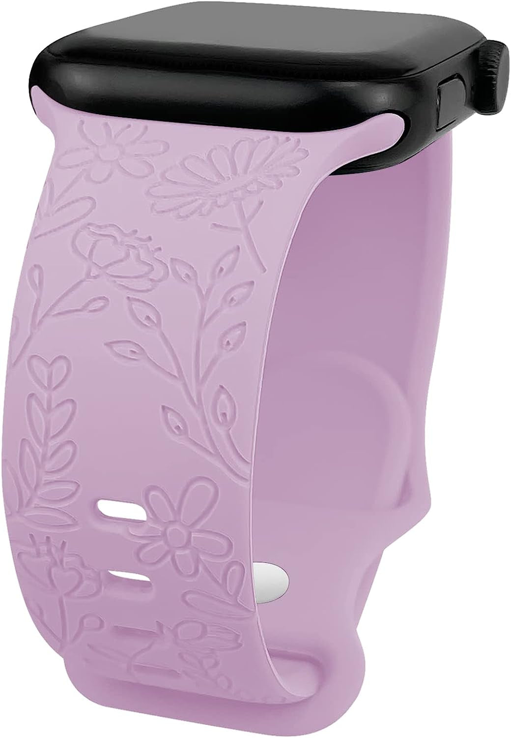 Lyfatz Flower Engraved Bands Compatible with Apple Watch Band 38Mm 40Mm 41Mm 42Mm 44Mm 45Mm 49Mm Women,Floral Laser Soft Silicone Waterproof Sport Band Replacement Wristbands for Iwatch Series 8 7 6 5 4 3 2 1 SE Ultra  Lyfatz Lavender 42/44/45/49mmS/M 
