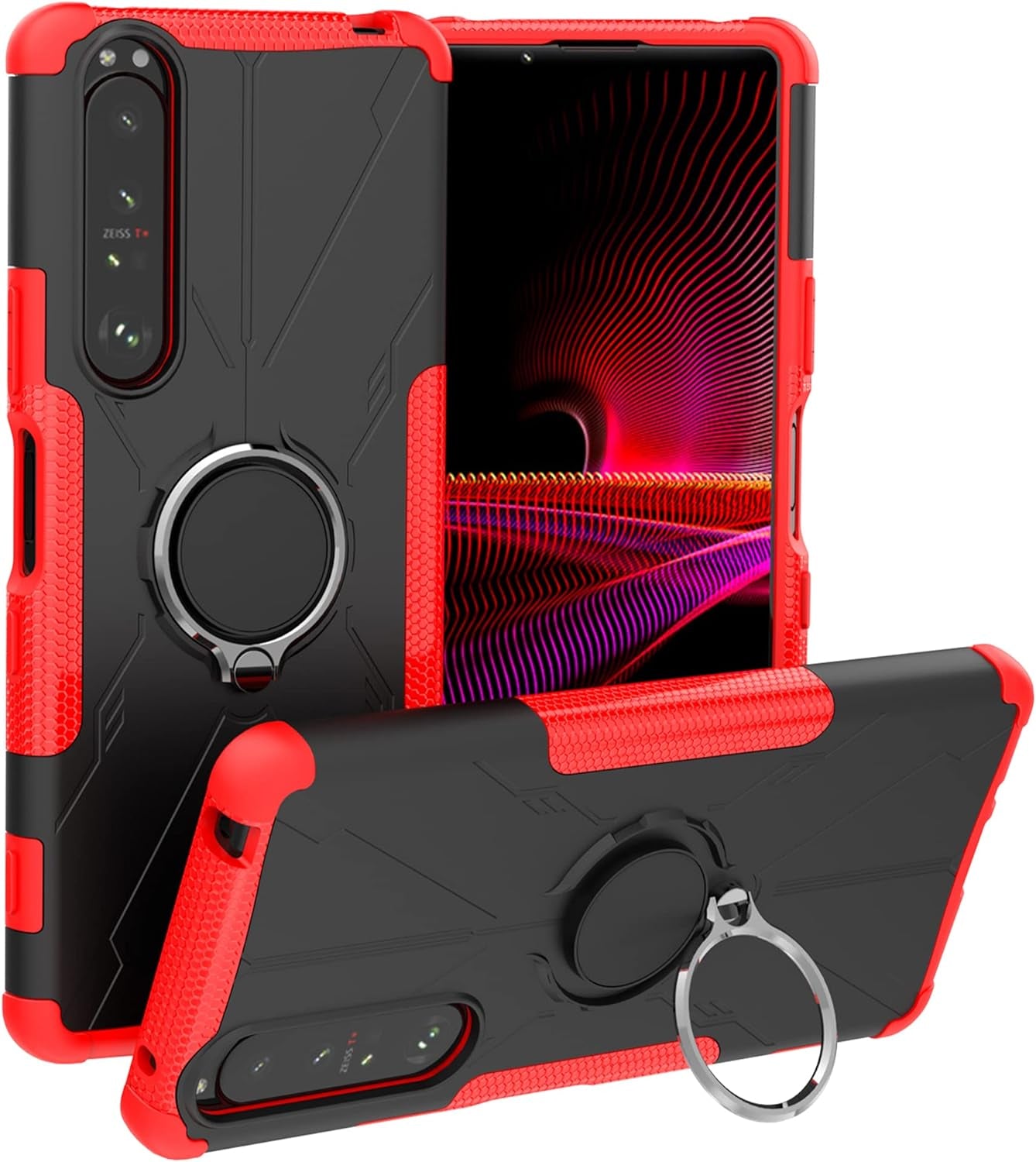 Liushan Compatible with Sony Xperia 1 III Case,360° Rotation Ring Holder Kickstandmilitary Grade Shockproof Cover for Sony Xperia 1 III Smartphone（Not Applicable Sony Xperia 10,Black  liushan-Usstore Red  