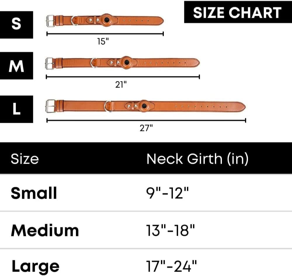 Krazytag Airtag Dog Collar with Built-In Tag Space – Luxurious Collar Premium Leather with Apple Airtag Holder for Dogs and Cats – Play-Proof Design (Medium), Brown  KrazyTag   