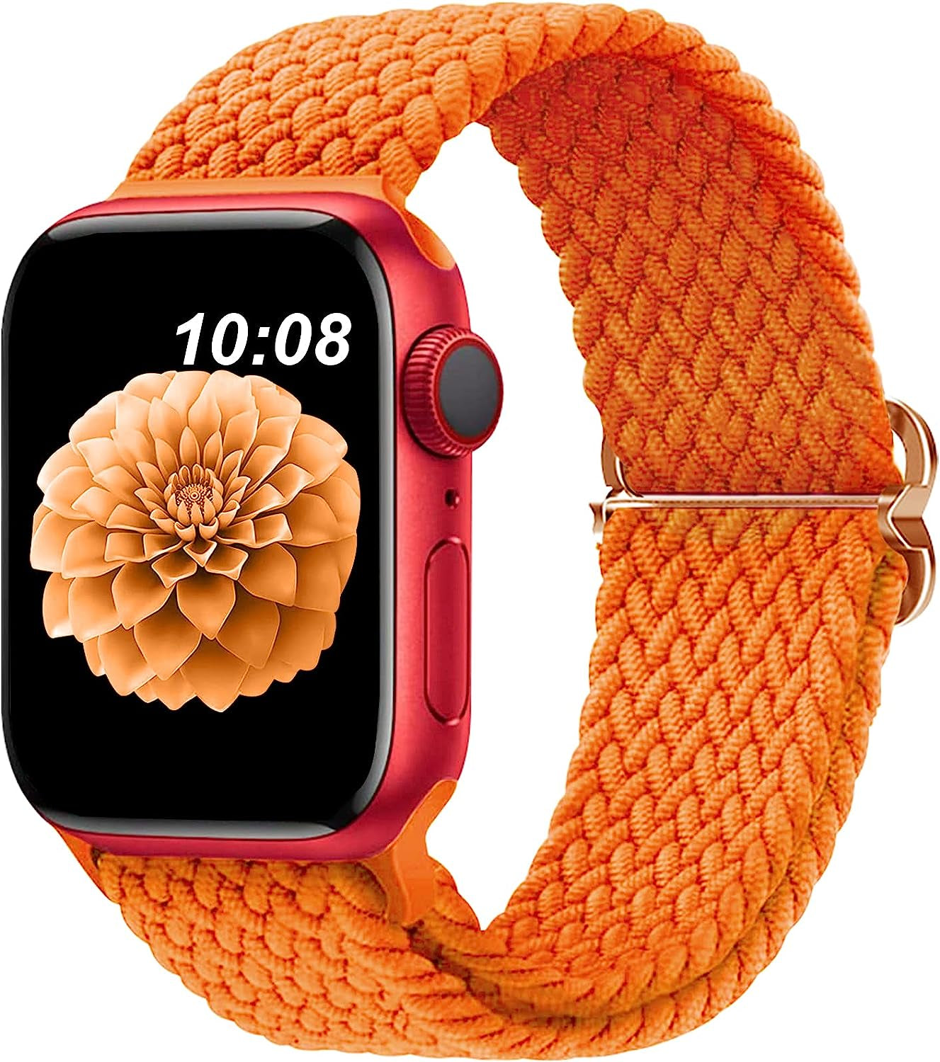 Braided Bands Compatible with Apple Watch Band 38Mm 40Mm 41Mm 42Mm 44Mm 45Mm 49Mm for Women Men,Stretchy Braided Solo Loop Apple Watch Band for Iwatch Series 8 7 6 5 4 3 2 1 Ultra SE  DOBSTFY Orange 38mm40mm41mm 