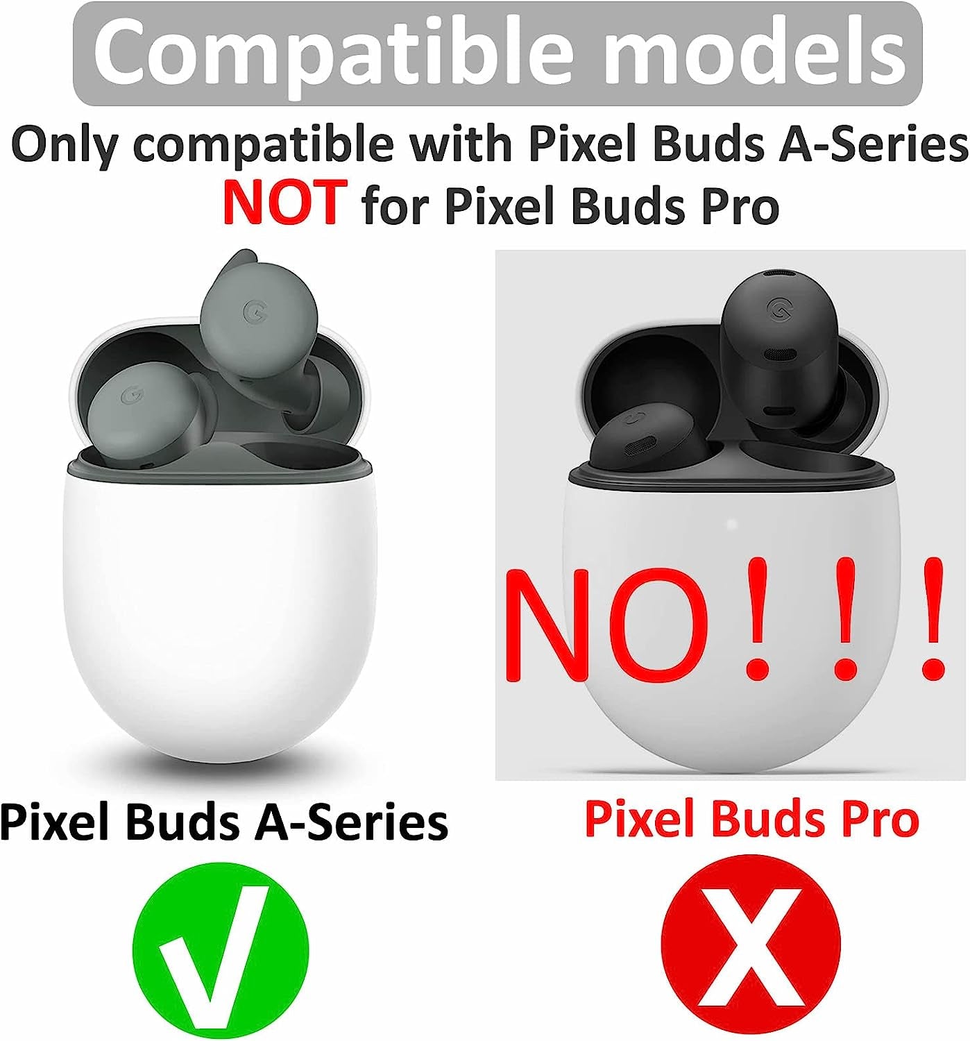 6 Pairs Compatible with Pixel Buds A-Series Ear Tips, Replacement Silicone Rubber Earbuds Gel Earplug Wing Fit in Case Accessories Compatible with Google Pixel Buds a Series - S/M/L Black  IiEXCEL   