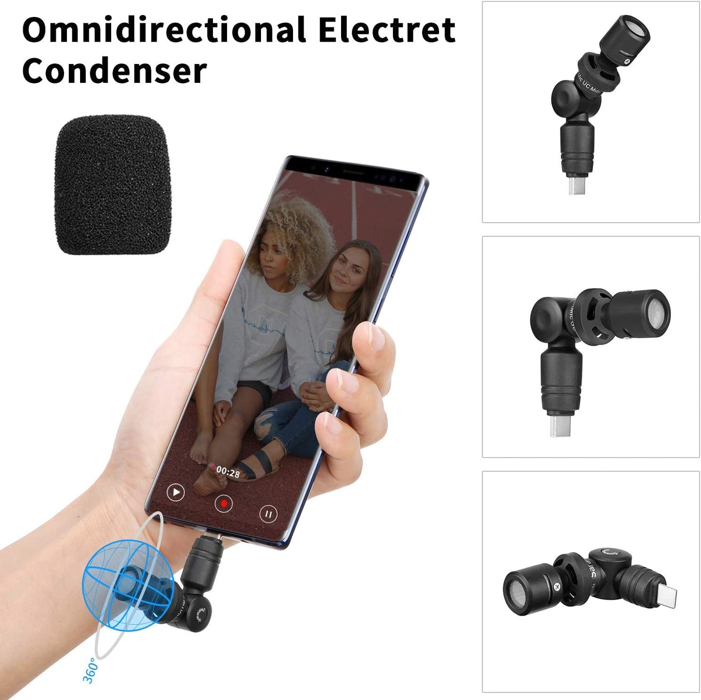 Saramonic Ultra-Compact Omnidirectional Condenser USB-C Microphone for Smartphones, Tablets & Computers (Smartmic UC Mini), Black  Saramonic   