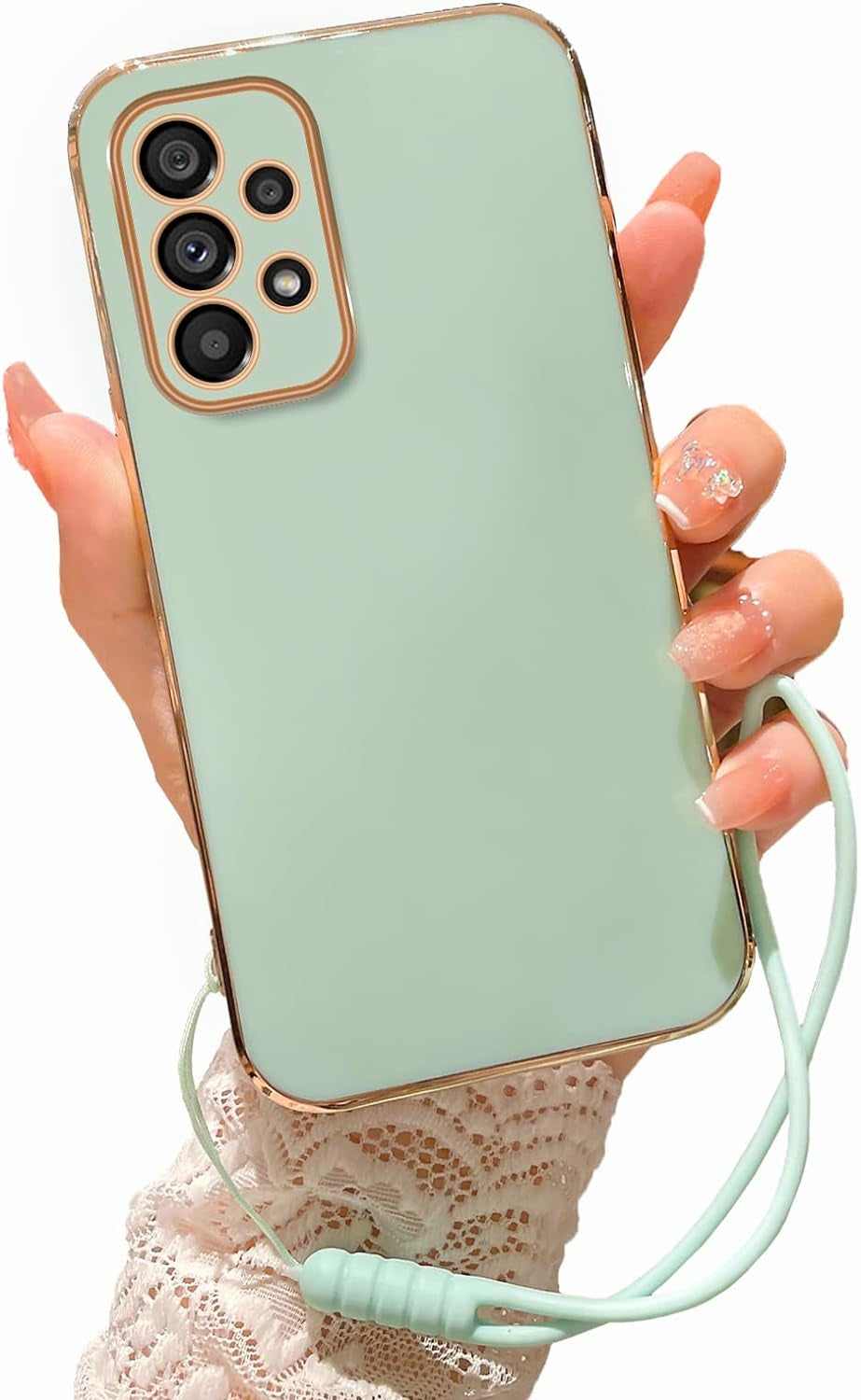 For Samsung Galaxy A53 Case, A53 5G Case for Women Glitter Crystal Butterfly Heart Floral Soft TPU Luxury Bling Cute Protective Cover with Kickstand Strap for Samsung A53 5G (Rose Gold)  KuDiNi Mint Green  